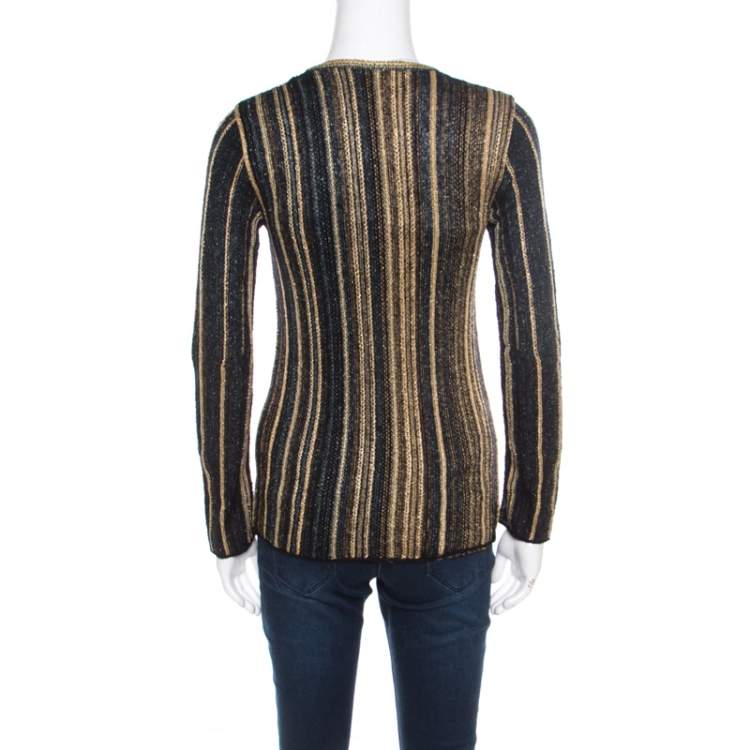 Pre Owned M Missoni Multicolor Striped Chunky Lurex Knit Crew Neck Sweater S