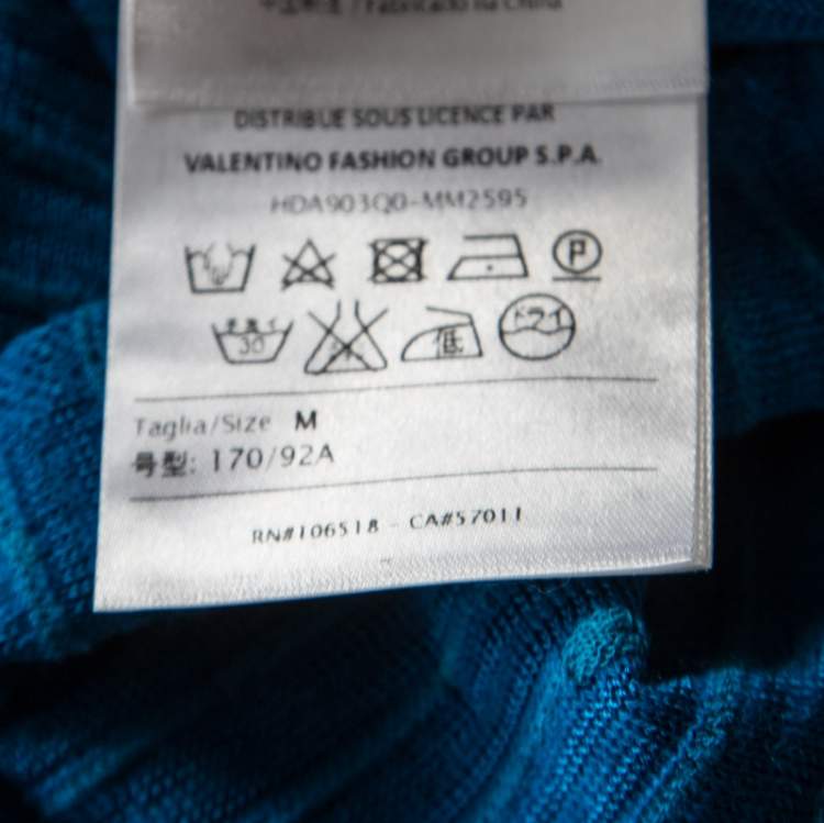 Pre Owned M Missoni Blue Jacquard Rib Knit Dash Pattern Oversized Pullover M