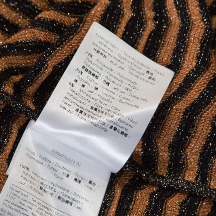 Pre Owned M Missoni Black and Gold Textured Lurex Knit A Line Dress S