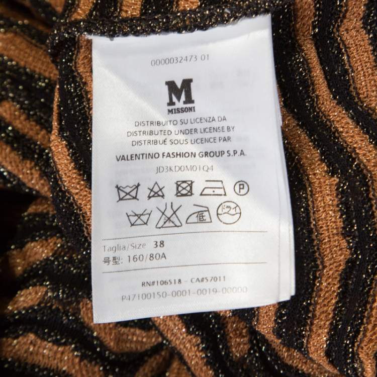 Pre Owned M Missoni Black and Gold Textured Lurex Knit A Line Dress S