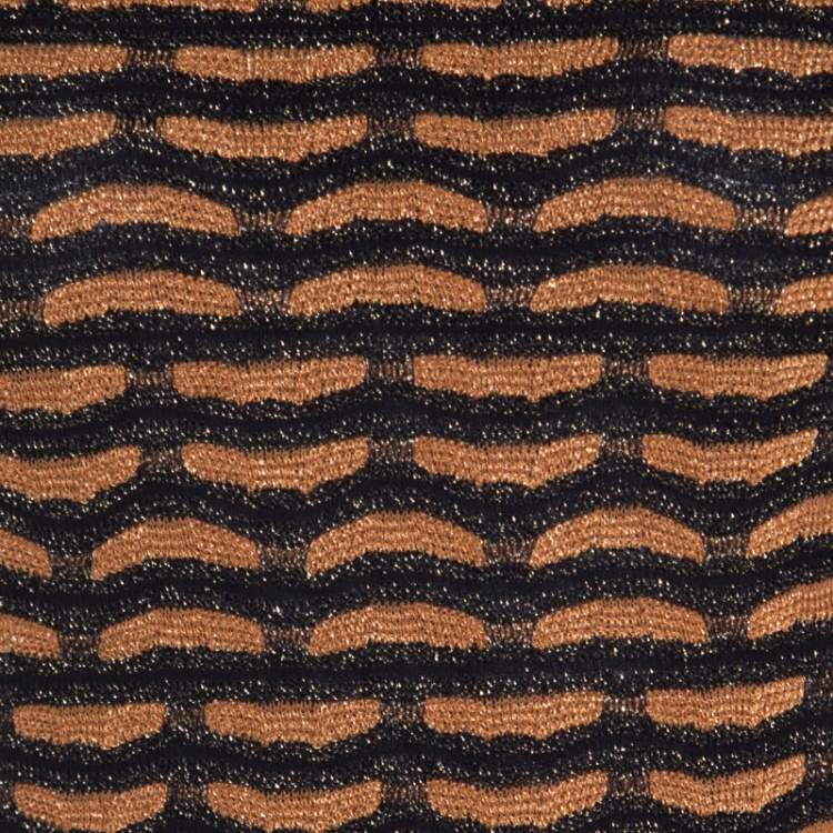 Pre Owned M Missoni Black and Gold Textured Lurex Knit A Line Dress S