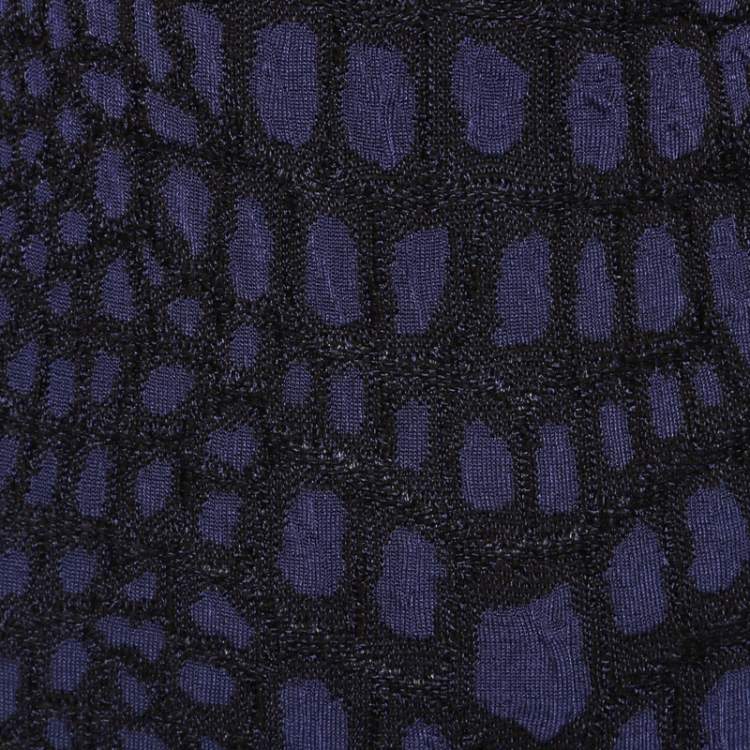 Pre Owned M Missoni Purple Animal Print Knit Asymmetric Sleeve Maxi Dress L