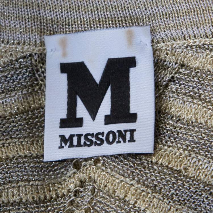 Pre Owned M Missoni Gold Lurex Knit Hem Tie Detail Sleeveless Top M 