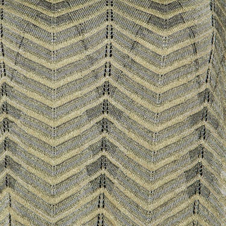 Pre Owned M Missoni Gold Lurex Knit Hem Tie Detail Sleeveless Top M 