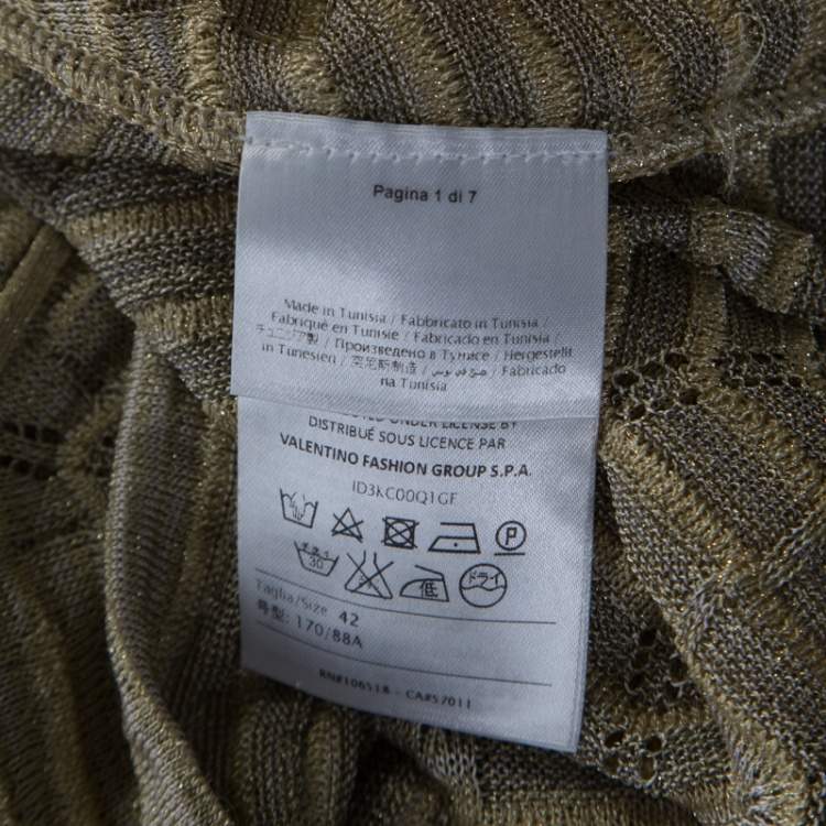 Pre Owned M Missoni Gold Lurex Knit Hem Tie Detail Sleeveless Top M 