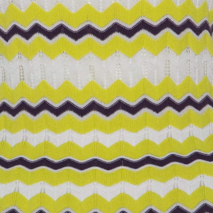 مملوكة مسبقًا M Missoni Lime Green Chevron Patterned Knit Skater Dress M