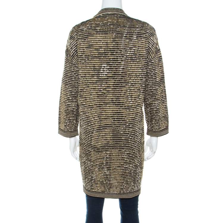 Pre Owned Missoni Multicolor Striped Lurex Knitted Long Cardigan XS
