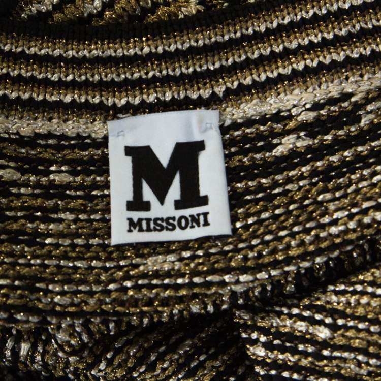 Pre Owned Missoni Multicolor Striped Lurex Knitted Long Cardigan XS