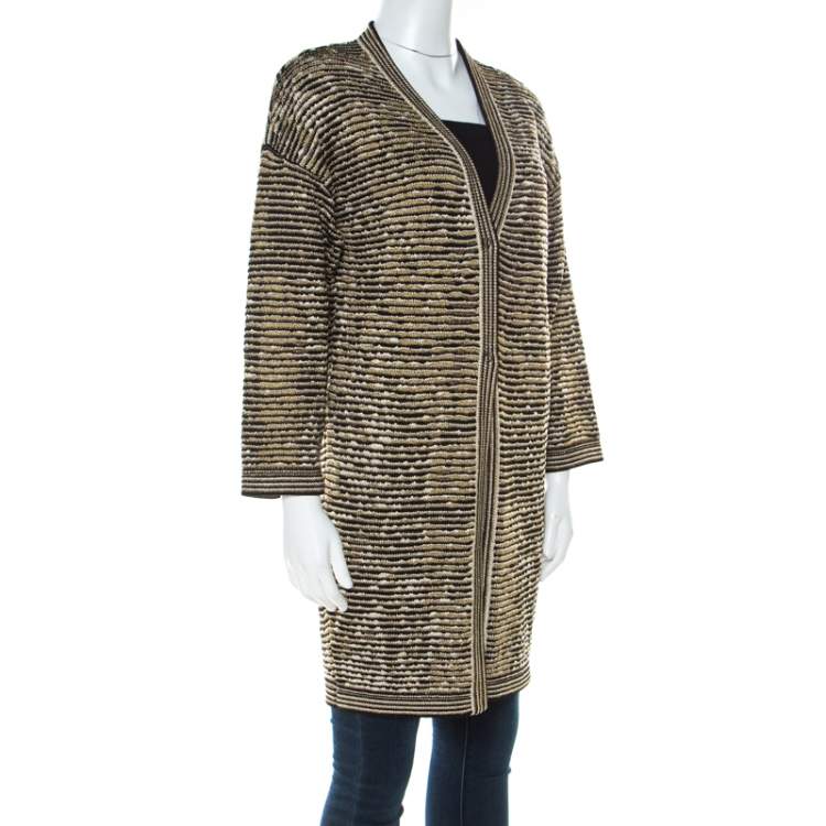 Pre Owned Missoni Multicolor Striped Lurex Knitted Long Cardigan XS