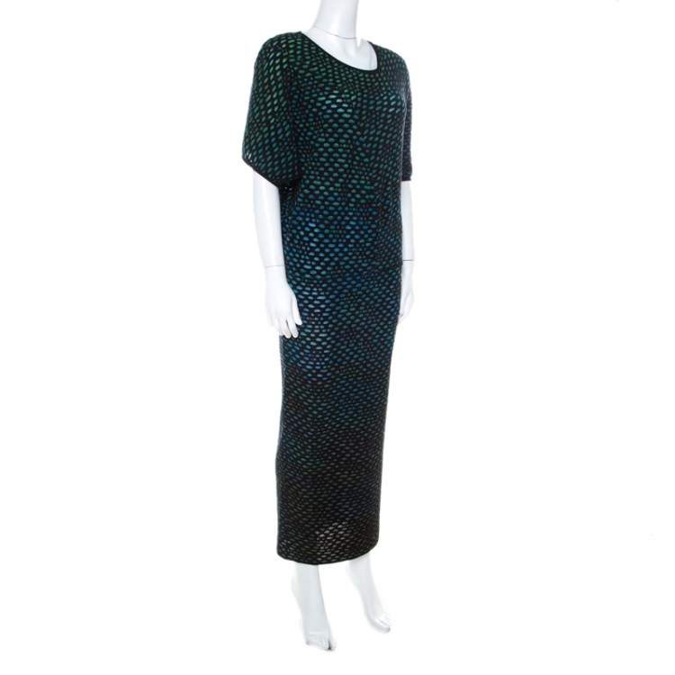 Pre Owned M Missoni Multicolor Dobby Knit Short Sleeve Maxi Dress S