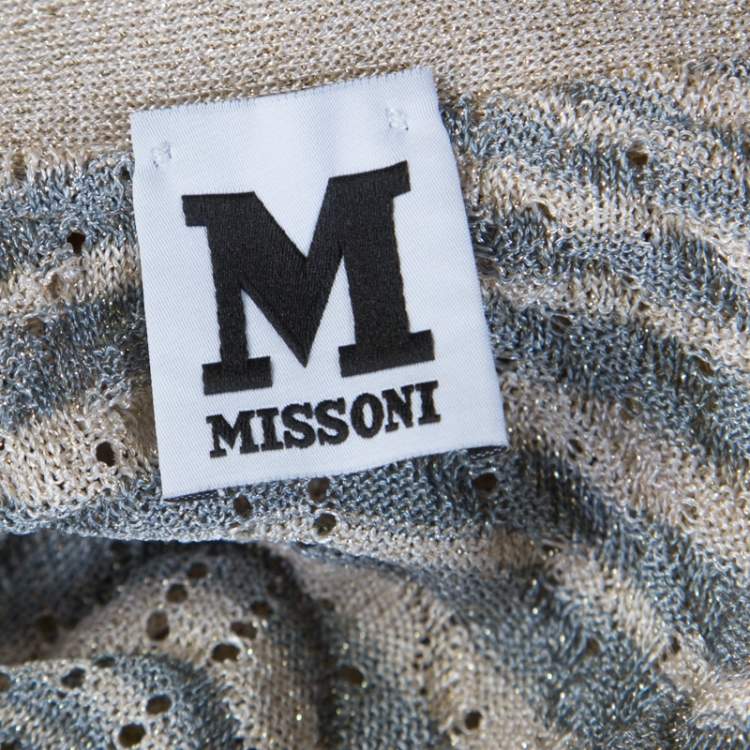 Pre Owned M Missoni Ombre Wave Patterned Lurex Knit Open Front Cardigan S