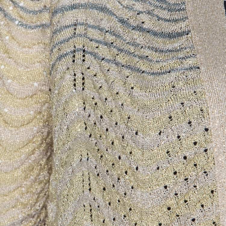 Pre Owned M Missoni Ombre Wave Patterned Lurex Knit Open Front Cardigan S