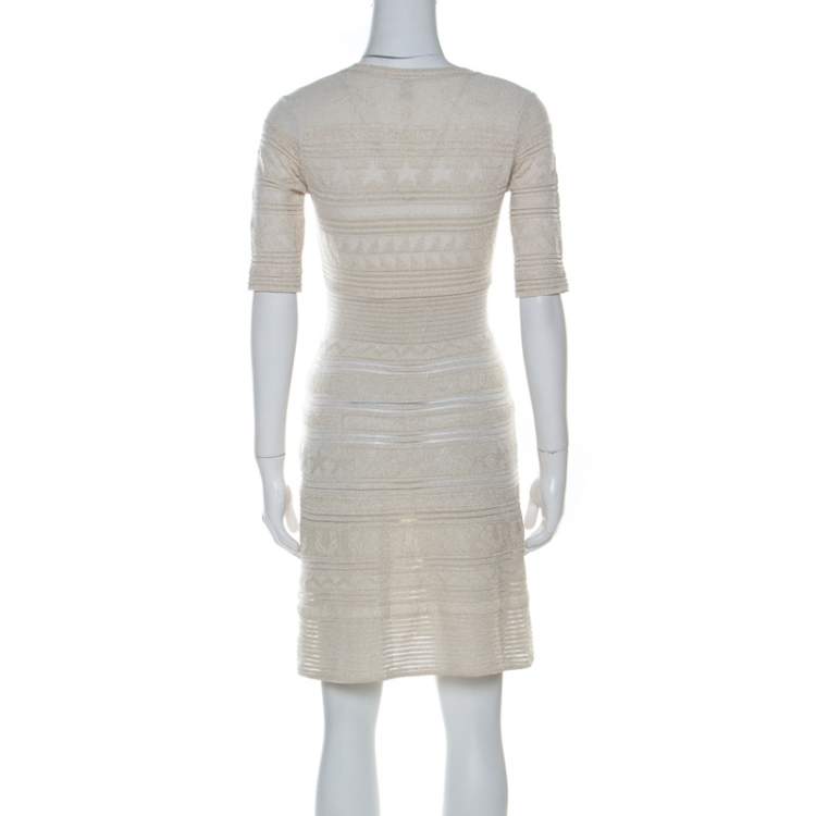 Pre Owned M Missoni Gold Lurex Knit Panelled Short Dress S 