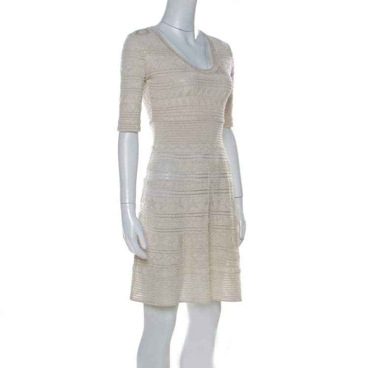 Pre Owned M Missoni Gold Lurex Knit Panelled Short Dress S 