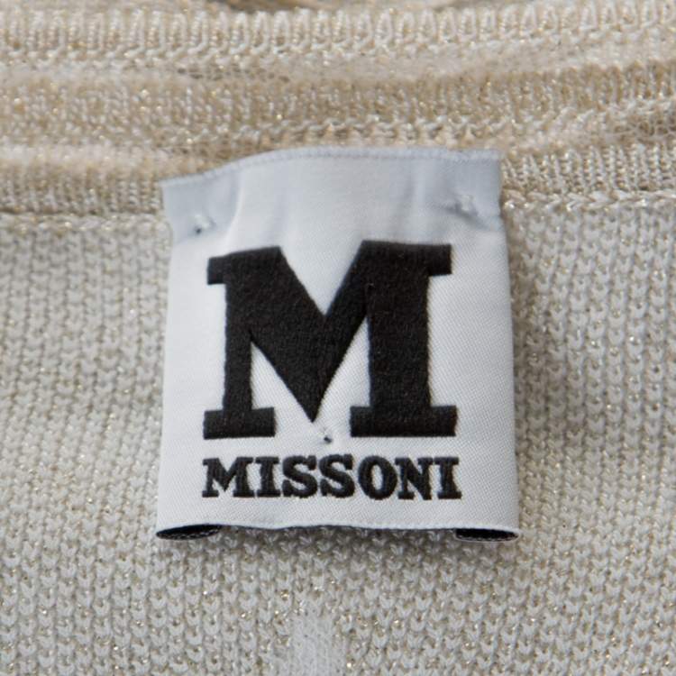 Pre Owned M Missoni Gold Lurex Knit Panelled Short Dress S 