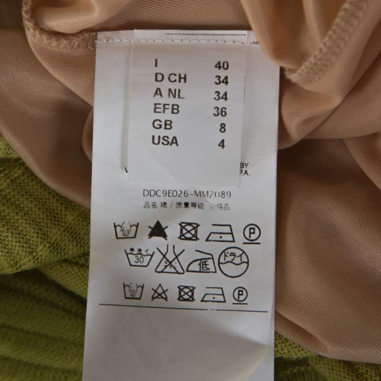 Pre Owned M Missoni Lime Green Wool Blend Knitted Maxi Skirt S
