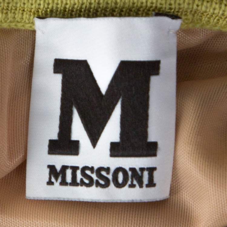 Pre Owned M Missoni Lime Green Wool Blend Knitted Maxi Skirt S