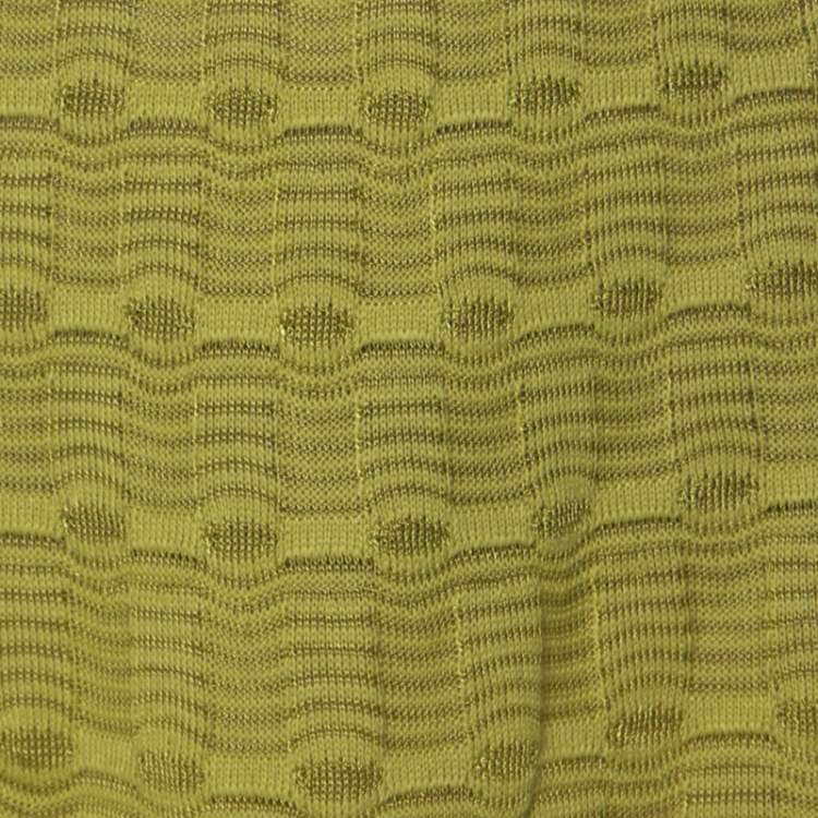 Pre Owned M Missoni Lime Green Wool Blend Knitted Maxi Skirt S