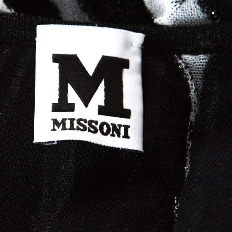 Pre Owned M Missoni Black & White Stripe Knit Peplum Top M