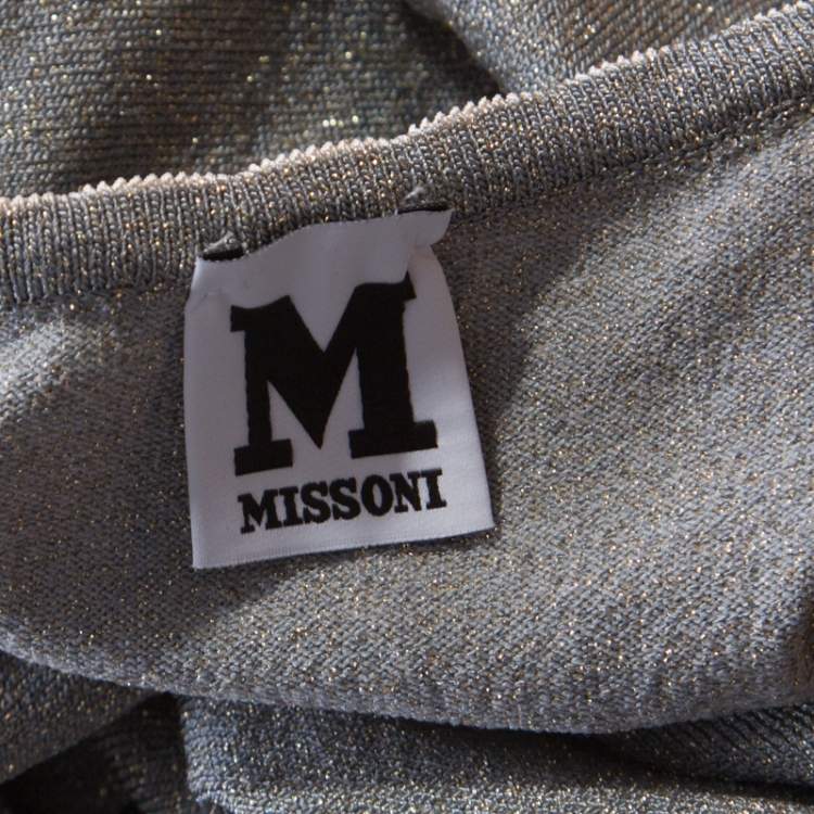مملوكة مسبقًا M Missoni Grey and Gold Lurex Knit Sleeveless Top M 