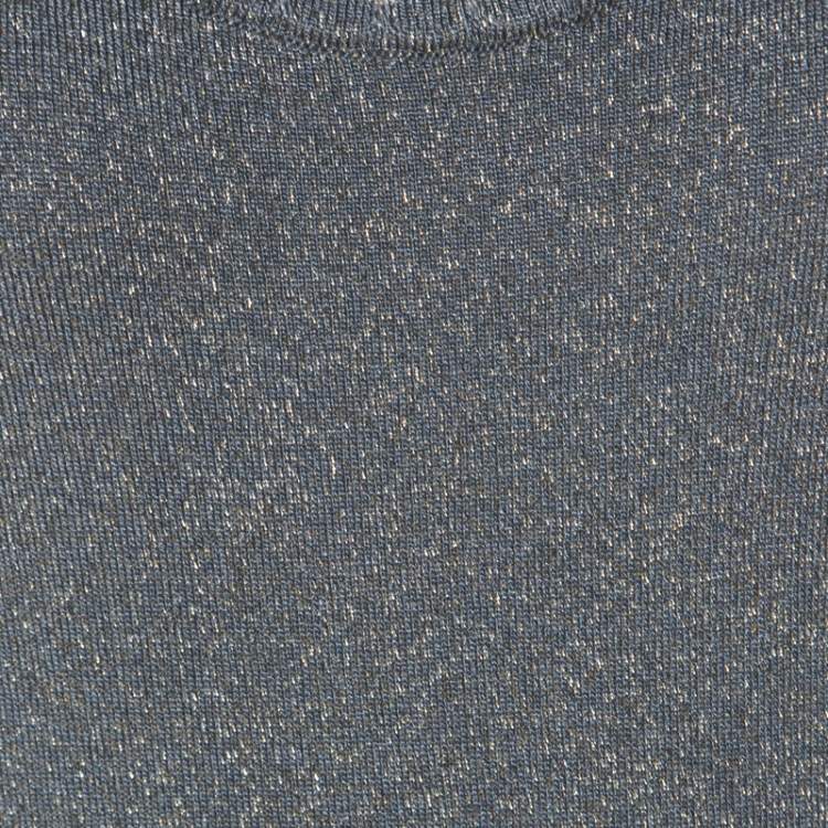مملوكة مسبقًا M Missoni Grey and Gold Lurex Knit Sleeveless Top M 