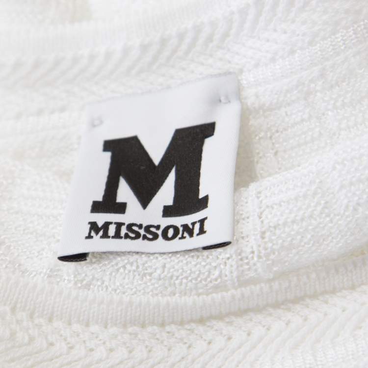 Pre Owned M Missoni White Crochet Knit Butterfly Sleeve Top M 