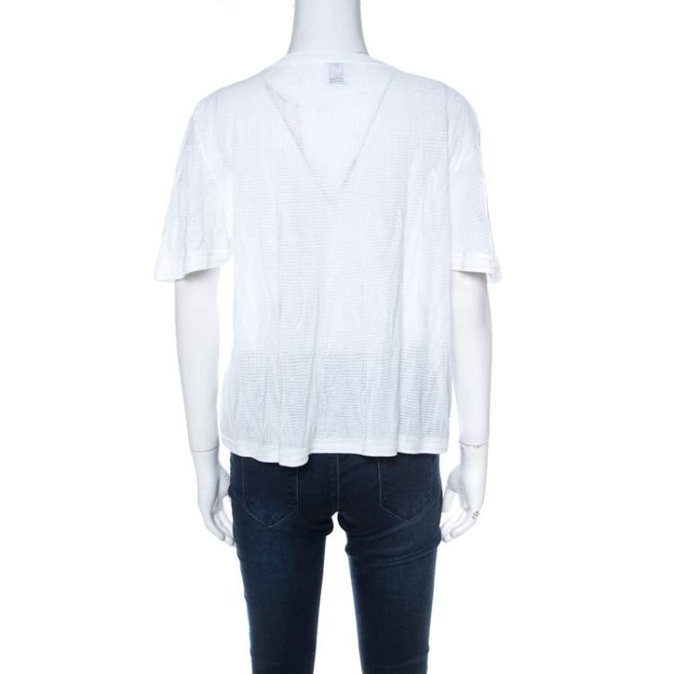 Pre Owned M Missoni White Crochet Knit Butterfly Sleeve Top M 