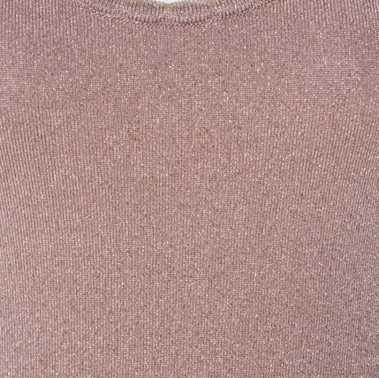 Pre Owned M Missoni Blush Pink and Gold Lurex Knit Sleeveless Top M 