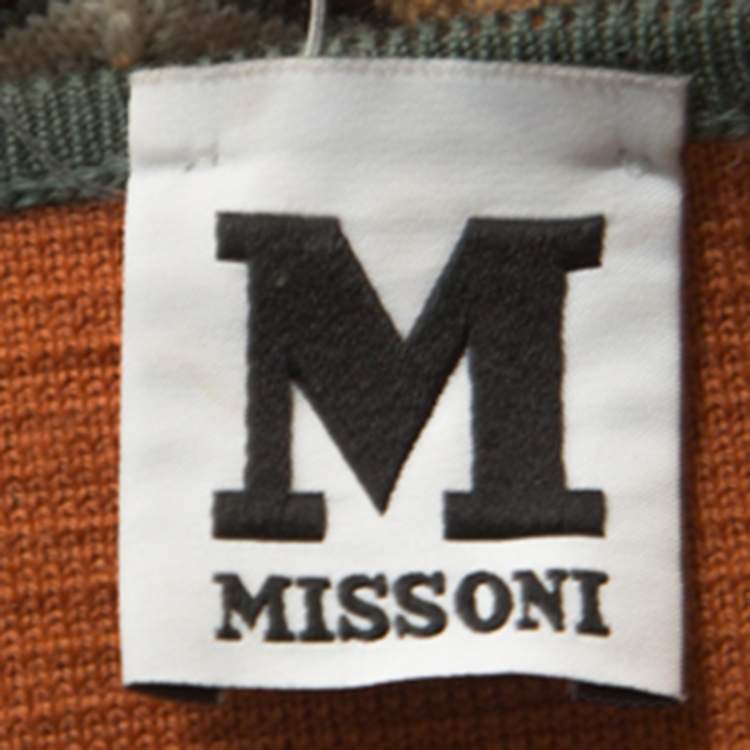 Pre Owned M Missoni Multicolor Chevron Knit Wool Blend Dress L