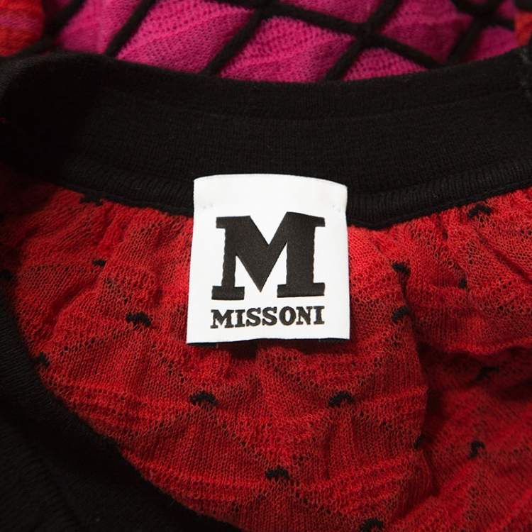 Pre Owned M Missoni Multicolor Textured Knit Cold Shoulder Top S