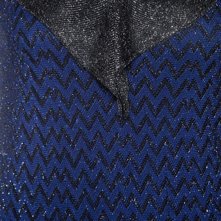 مملوكة مسبقًا M Missioni Blue Metallic Knit Tie Shoulder Detail Maxi Dress S