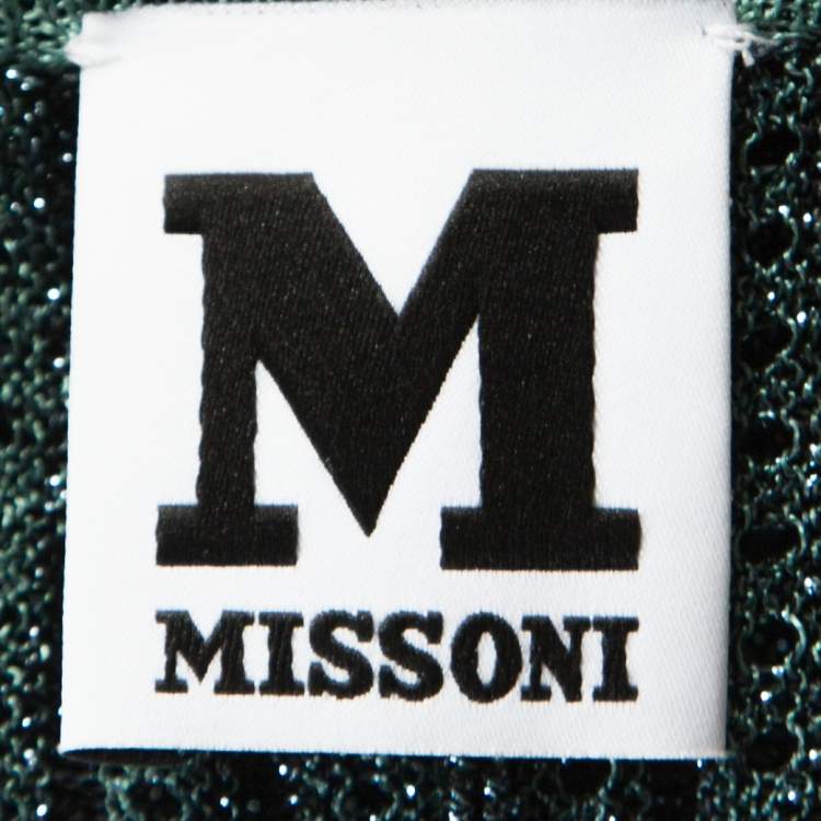 Pre Owned M Missoni Metallic Green Knit Long Sleeve Tunic L