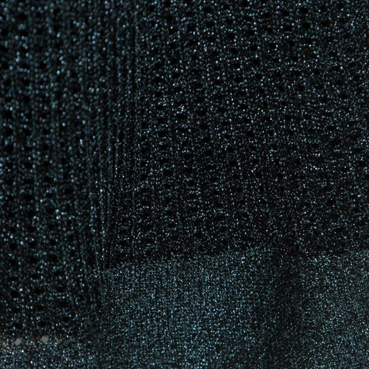 Pre Owned M Missoni Metallic Green Knit Long Sleeve Tunic L