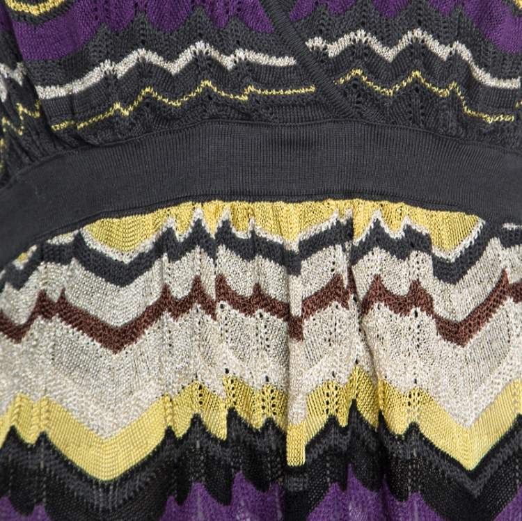 Pre Owned M Missoni Multicolor Chevron Crochet Knit Sleeveless Top L
