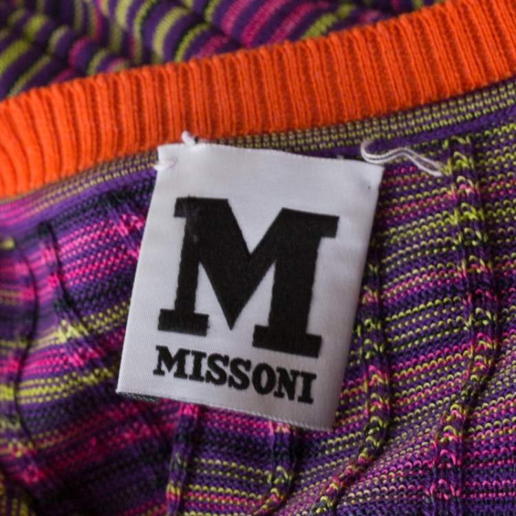 Pre Owned M Missoni Multicolor Knit Contrast Trim Sleeveless Tank Top M
