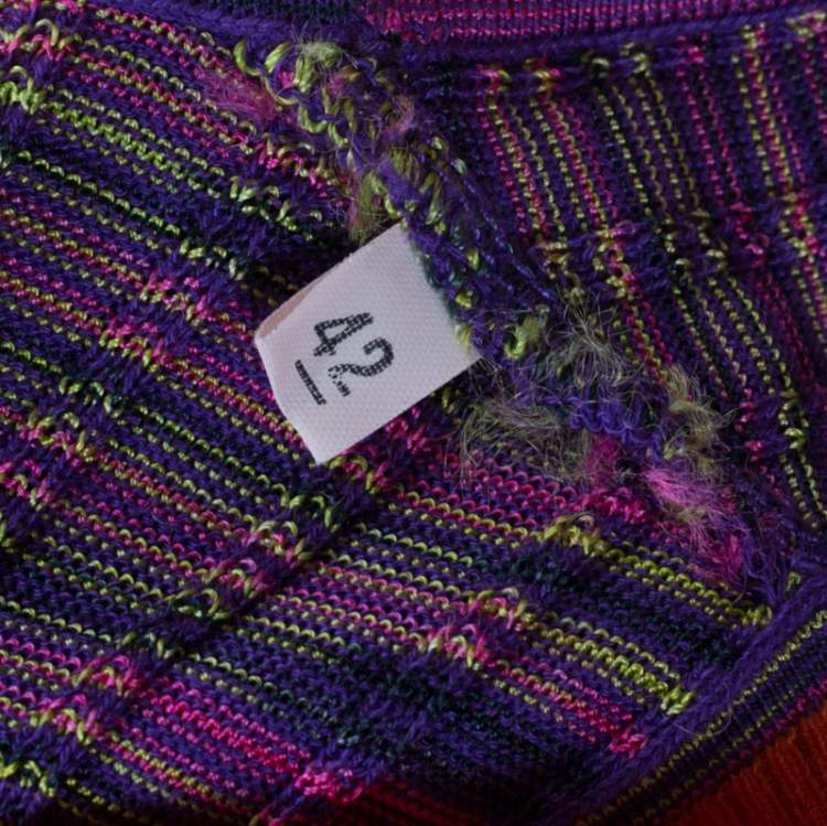 Pre Owned M Missoni Multicolor Knit Contrast Trim Sleeveless Tank Top M