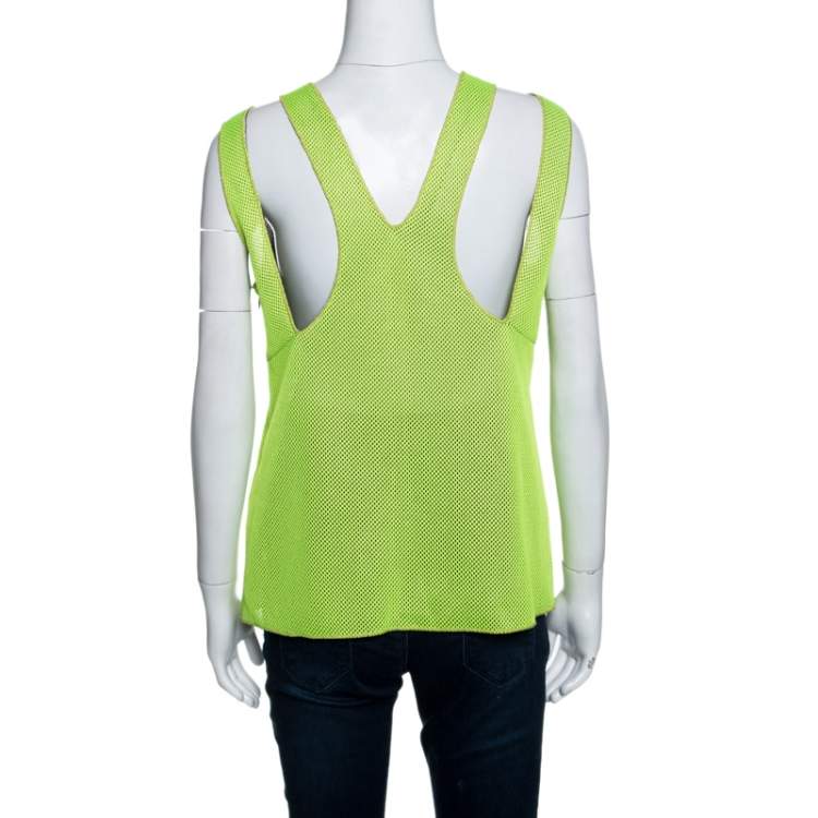 Pre Owned M Missoni Neon Green Mesh Knit Sleeveless Tank Top M