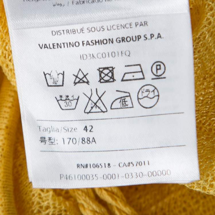 مملوكة مسبقًا M Missoni Yellow Chevron Knit Drawstring Hem Detail Top M