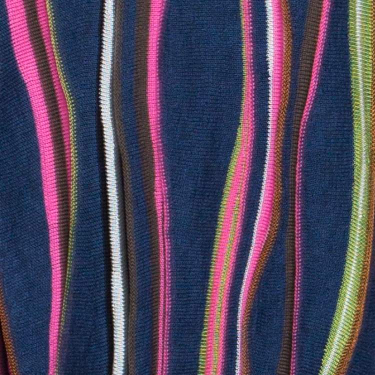 Pre Owned M Missoni Black Knit Stripe Panelled Tunic Top M