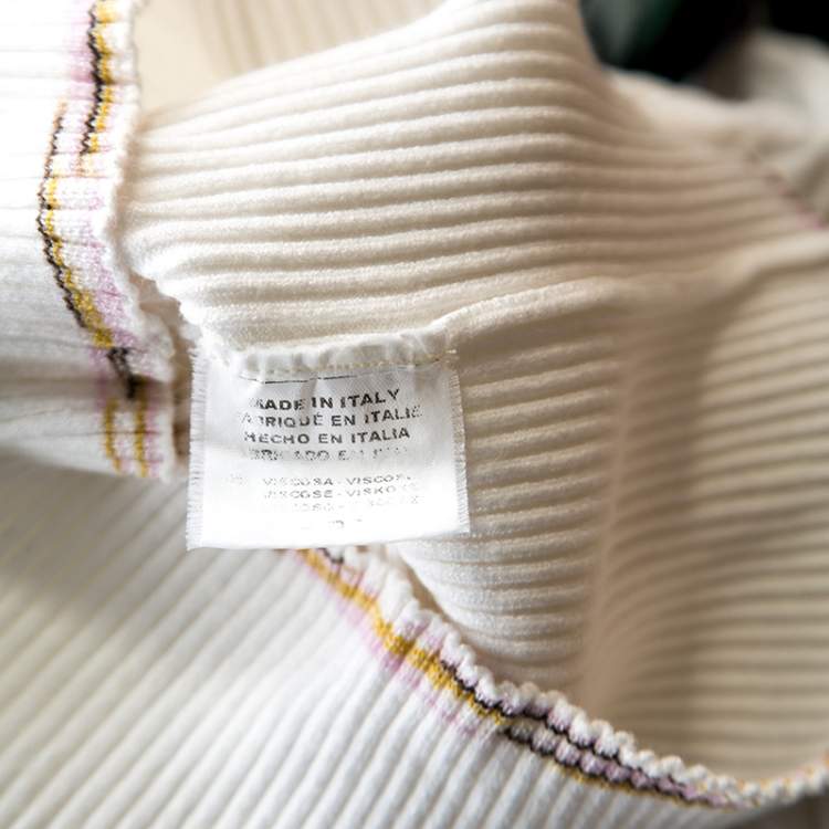 Pre Owned M Missoni White Textured Knit Scarf Detail Top S