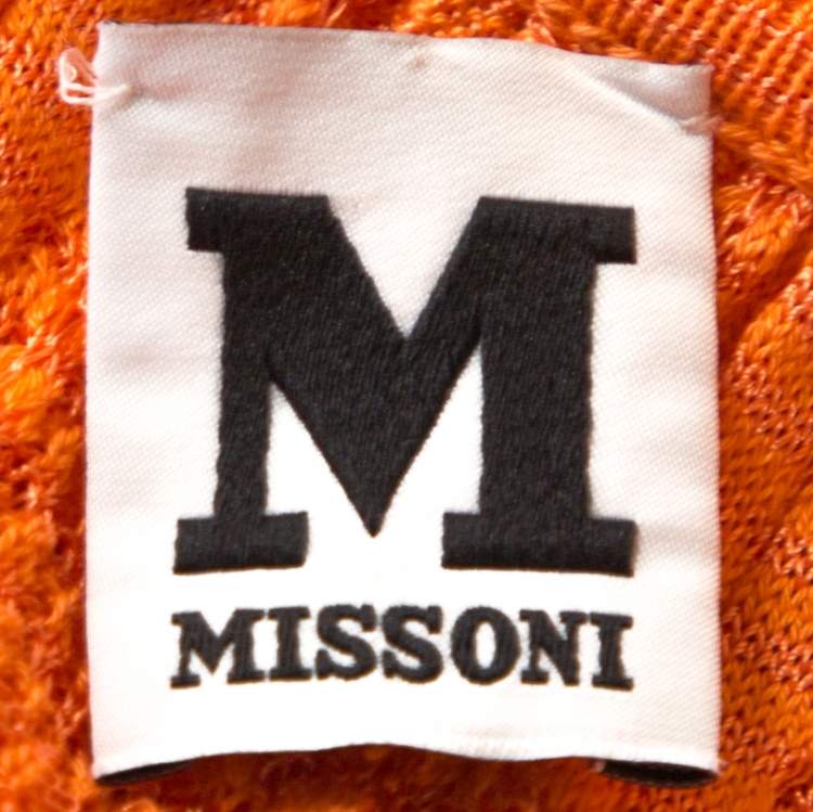 مملوكة مسبقًا M Missoni Orange Chevron Pointelle Knit Top M