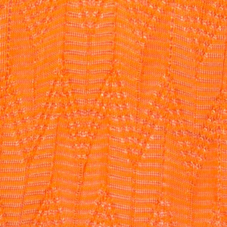 مملوكة مسبقًا M Missoni Orange Chevron Pointelle Knit Top M