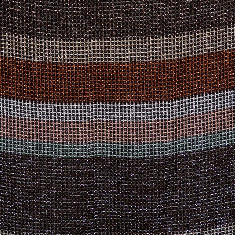 Pre Owned M Missoni Metallic Striped Knit Midi Skirt M