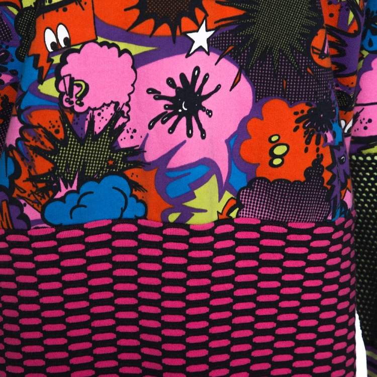 Pre Owned M Missoni Multicolor Pop Art Print Rib Knit Sweater Dress S