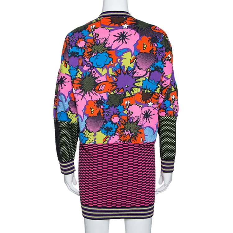 Pre Owned M Missoni Multicolor Pop Art Print Rib Knit Sweater Dress S