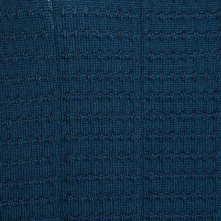 Pre Owned M Missoni Blue Textured Knit Balloon Sleeve Top S