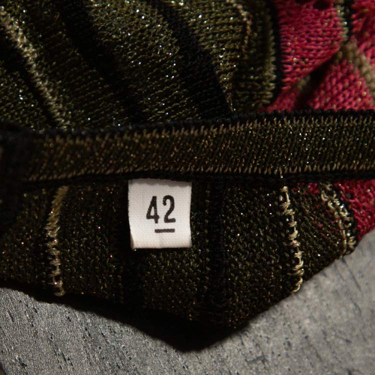 Pre Owned M Missoni Multicolor Lurex Chevron Knit Sleeveless Halter Top M