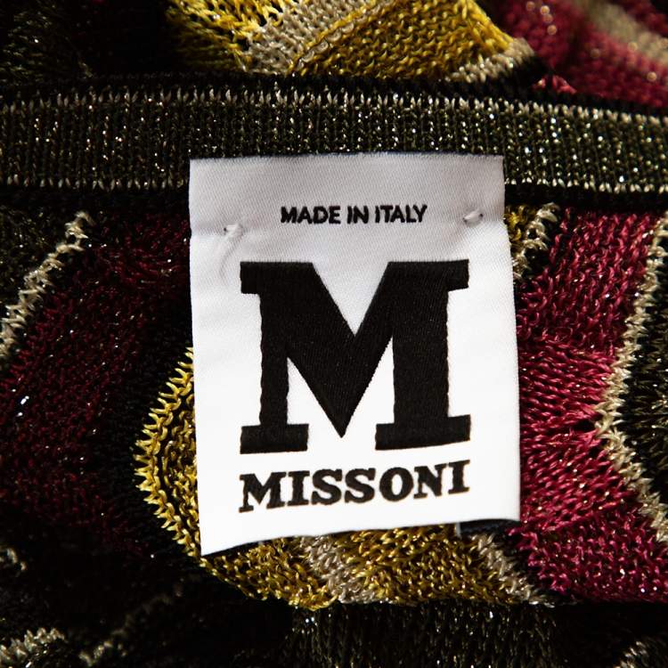 Pre Owned M Missoni Multicolor Lurex Chevron Knit Sleeveless Halter Top M