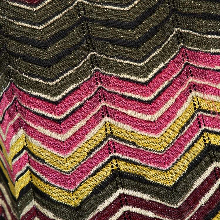 Pre Owned M Missoni Multicolor Lurex Chevron Knit Sleeveless Halter Top M