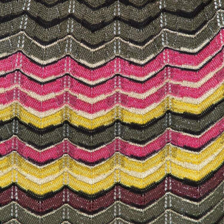 Pre Owned M Missoni Multicolor Lurex Chevron Knit Maxi Skirt M